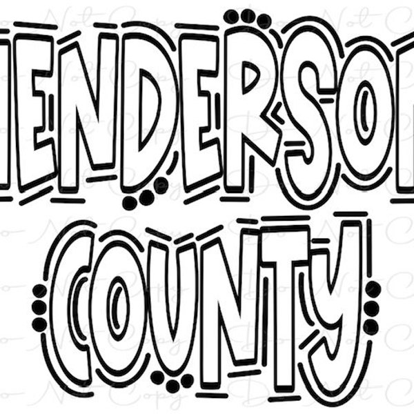 Henderson County - Doodle Letters Transparent Background - Sublimation PNG and SVG - Digital Artwork
