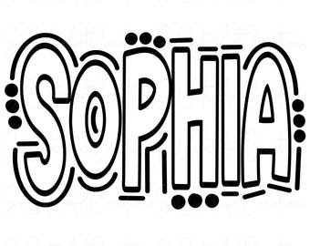 SOPHIA - Doodle Name - Outline - Dtf Sublimation PNG SVG - Digital