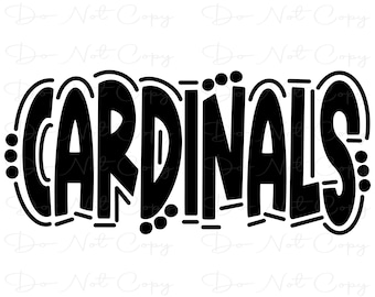 CARDINALS - Solid Doodle Word - Sublimation PNG and SVG - Digital Artwork