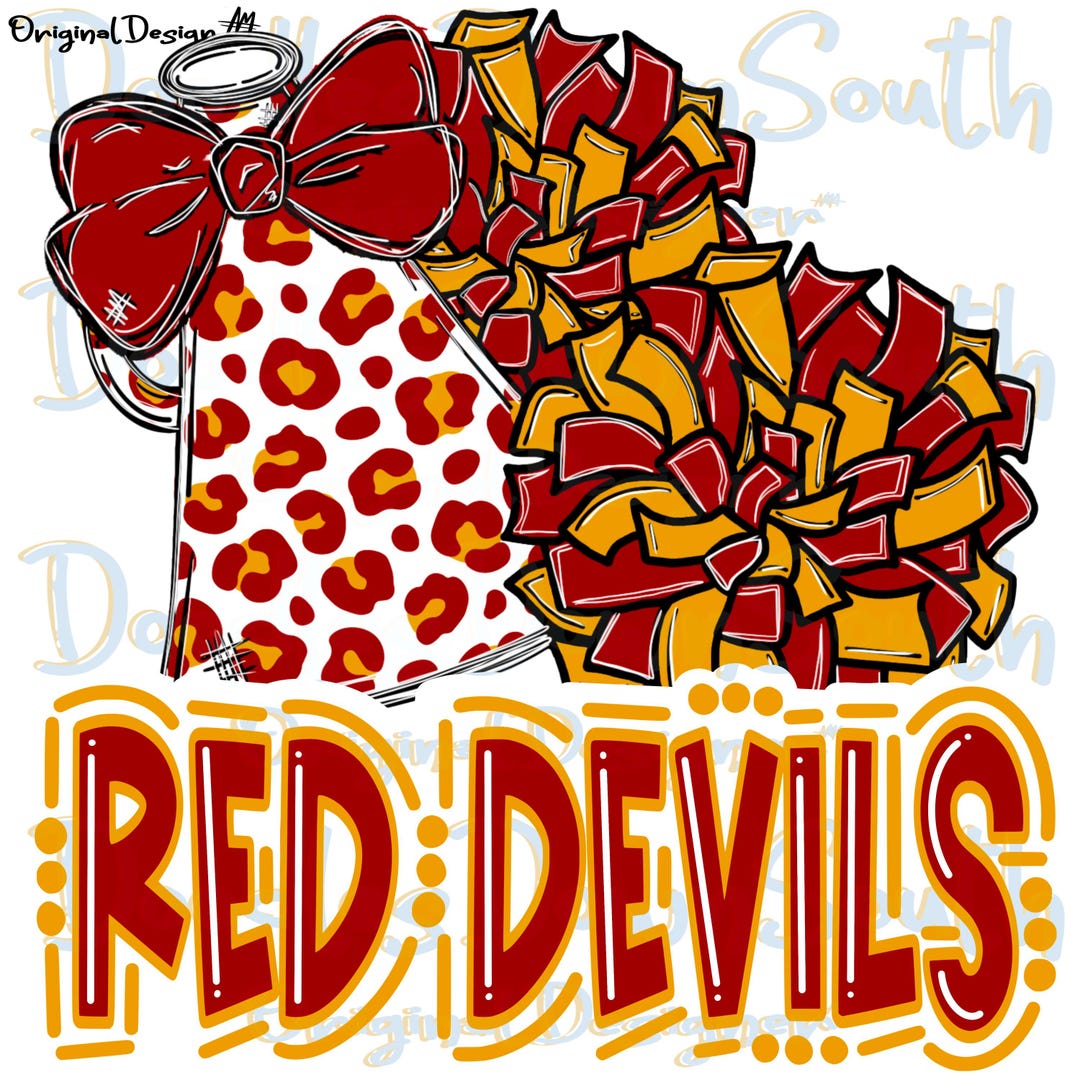 Red Devils - Cheer Pompoms Megaphone Mascot - Doodle Letters ...