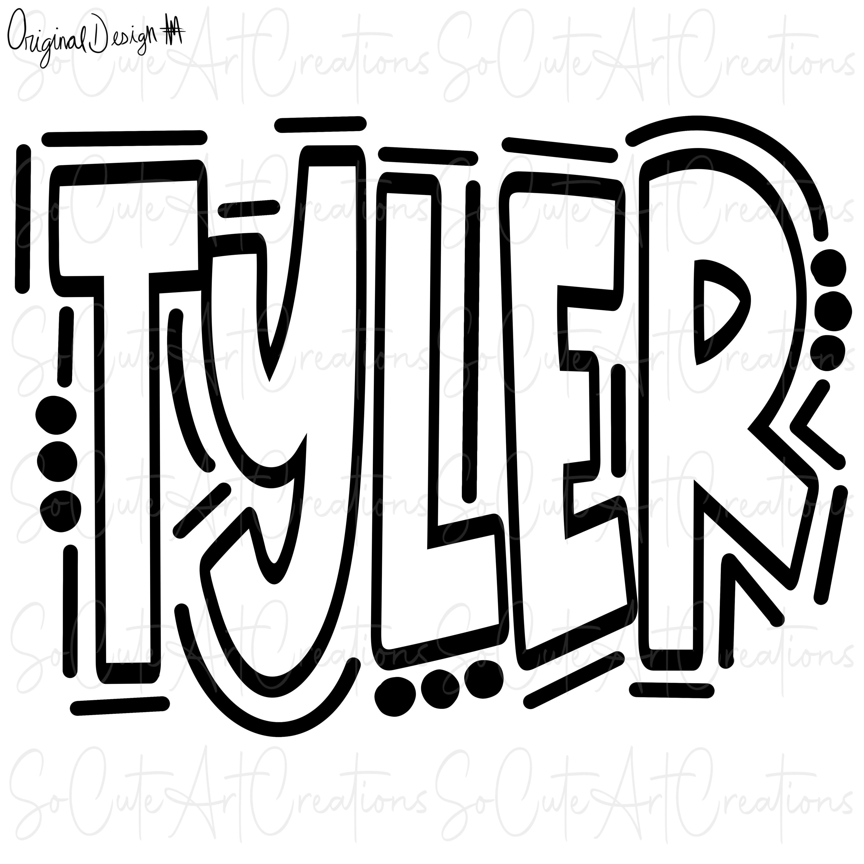 TYLER - Doodle Word - Sublimation PNG SVG - Digital Artwork - Clip Art ...