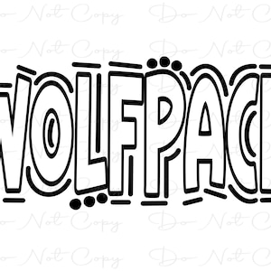WOLFPACK -  Doodle Letters - Sublimation PNG and SVG - Digital Artwork - Clip Art