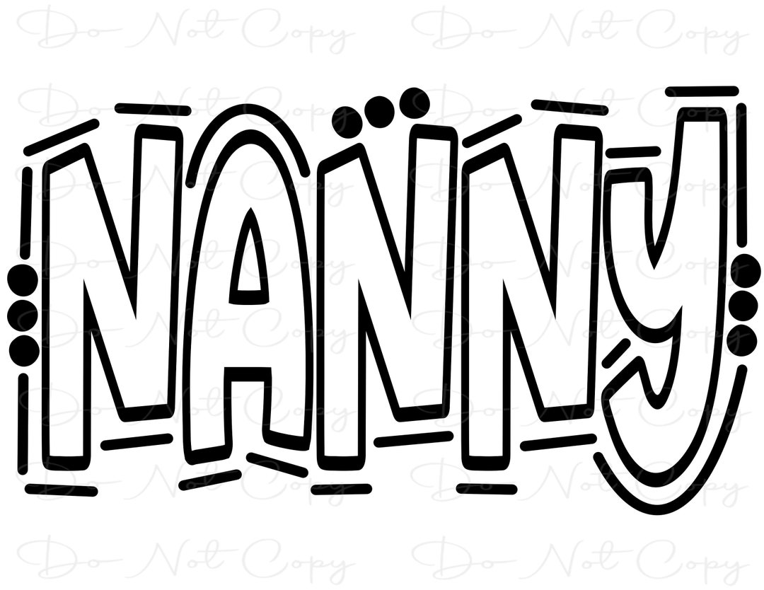 Nanny Doodle Letters Transparent Sublimation PNG SVG Digital Artwork