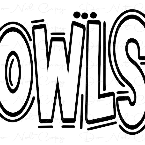 OWLS - Doodle Letters Transparent Background - Sublimation PNG and SVG - Digital Artwork