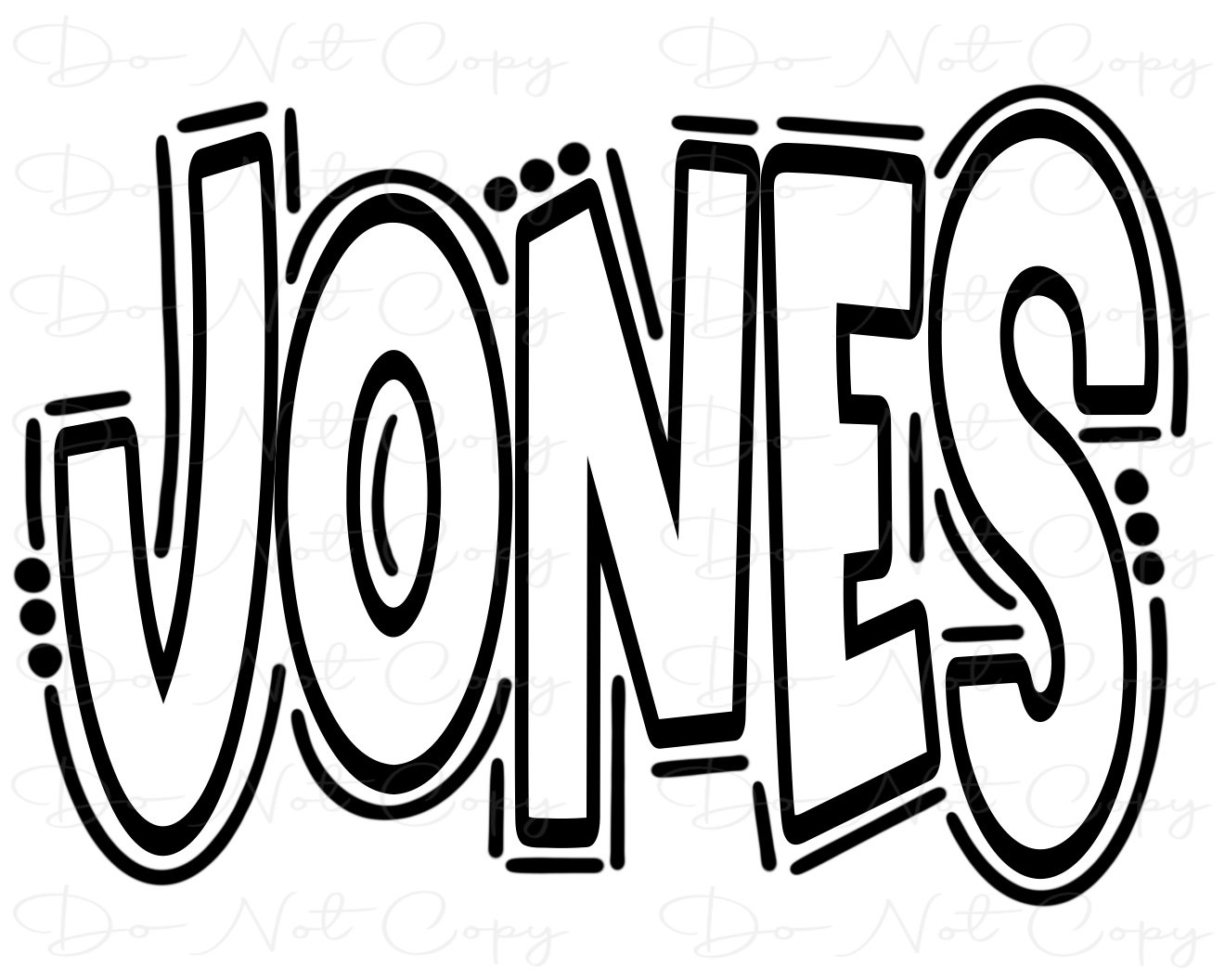 Jones Fancy Lettering JONES - Doodle Letters - Transparent - Sublimation PNG SVG - Digital ...