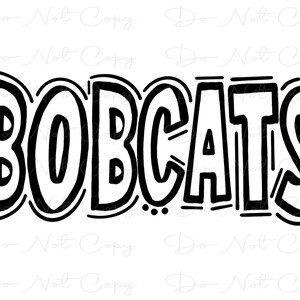 BOBCATS - Doodle Letters Transparent- Blank - Sublimation PNG and SVG - Digital Artwork - Clip Art