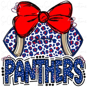 PANTHERS - Football and Bow - Doodle Letters - School Spirit - Sublimation PNG - Digital Art