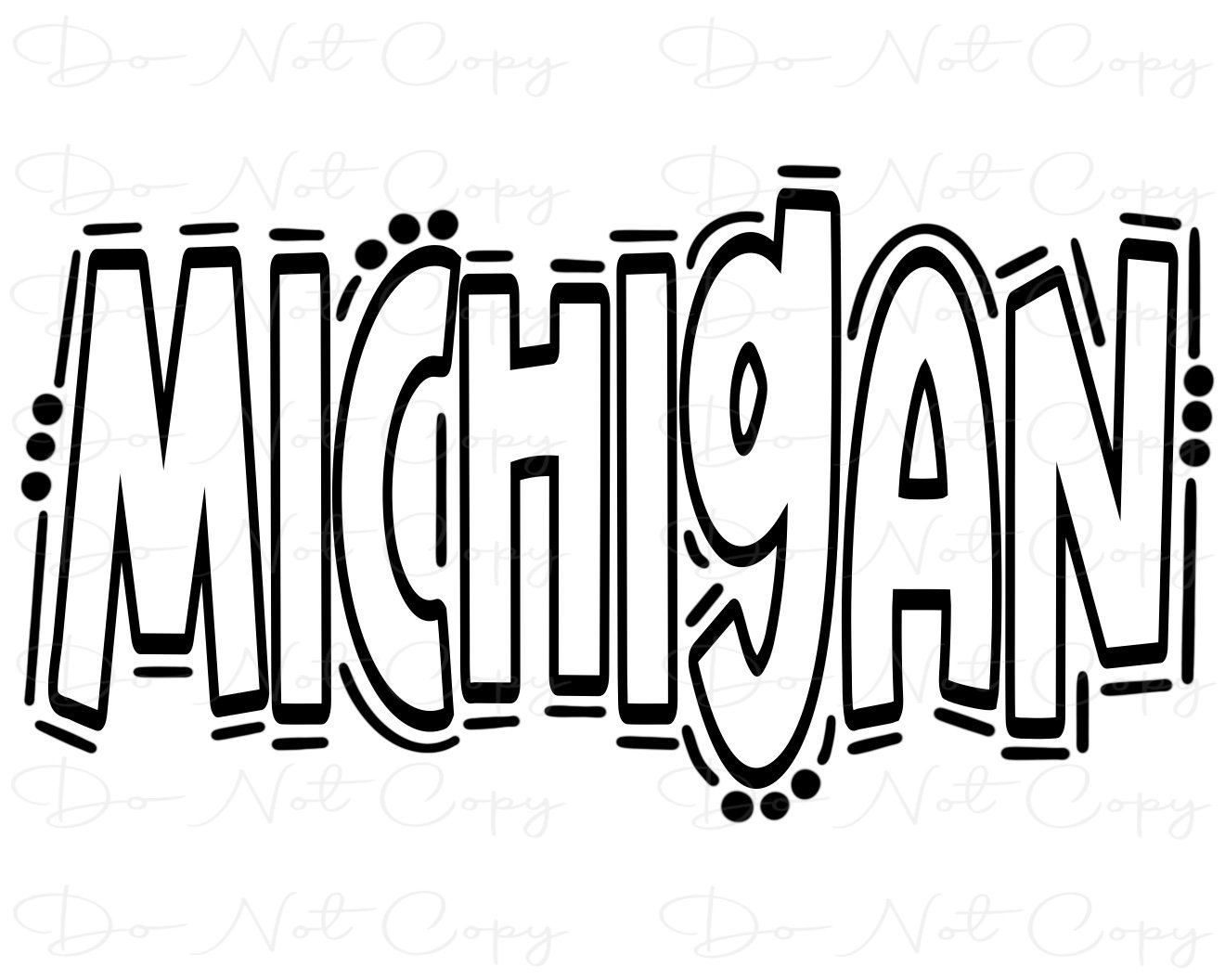 Michgan Lettering Michigan - Doodle Letters Transparent Background - Sublimation PNG and ...