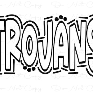 TROJANS - Doodle Letters Transparent Background - Sublimation PNG and SVG - Digital Artwork