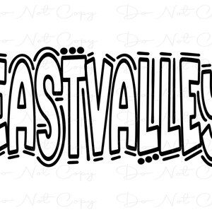 EASTVALLEY - Doodle Letters Transparent Background - Sublimation PNG and SVG - Digital Artwork