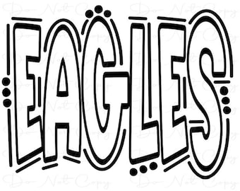 EAGLES-  Doodle Word - Sublimation PNG and SVG - Digital Artwork - Clip Art
