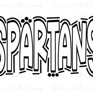 SPARTANS - Doodle Letters Transparenter Hintergrund - Sublimation PNG und SVG - Digital Artwork