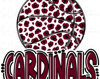 CARDINALS - Basketball - Doodle Letters - School Spirit - Sublimation PNG - Digital Art