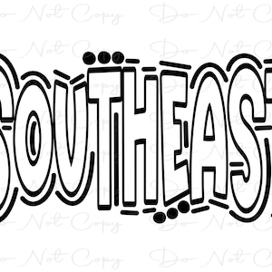 SOUTHEAST - Doodle Letters - Sublimation PNG and SVG - Digital Artwork - Clip Art