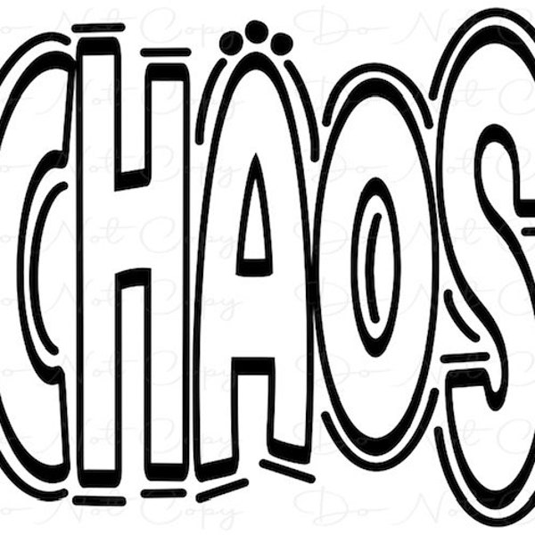 CHAOS - Doodle Letters Transparent Background - Sublimation PNG and SVG - Digital Artwork