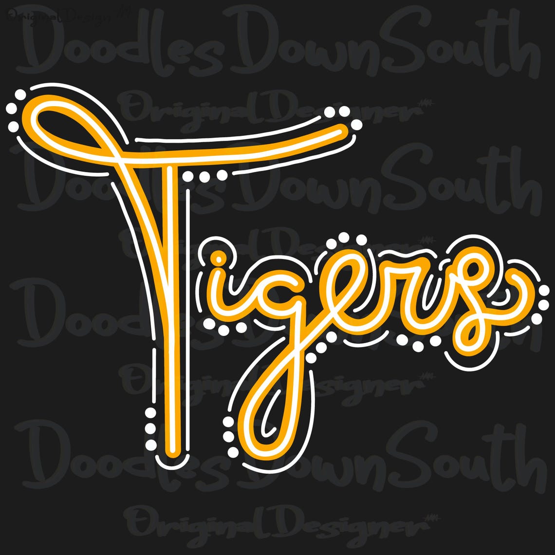 Terps Cursive TIGERS - Cursive Script Doodle Word - Preppy - Senior Pants - PNG ...