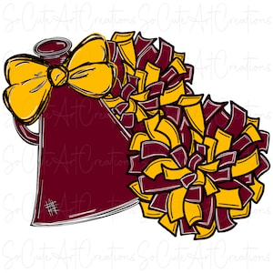 Cheer PomPoms Megaphone - Red and Grey- Sublimation PNG - Digital Artwork