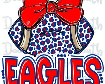 Aigles - ballon de football et arc - lettres gribouillées - esprit d'école - sublimation PNG - art numérique