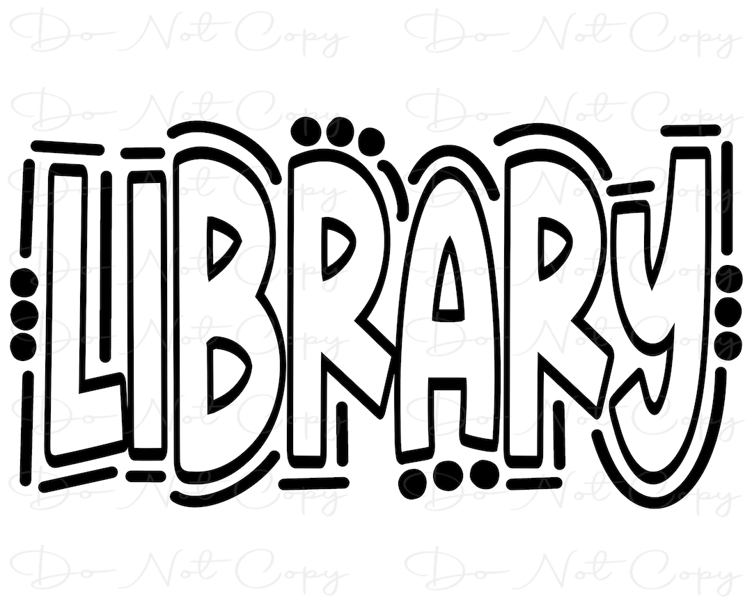 LIBRARY - Doodle Word - Sublimation PNG and SVG - Digital Artwork - Etsy