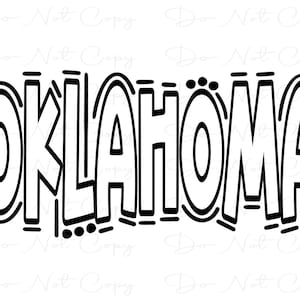 Oklahoma - Doodle Letters Transparent Background - Sublimation PNG and SVG - Digital Artwork