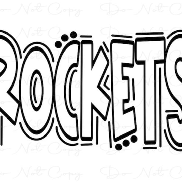 ROCKETS - Doodle Letters Transparent Background - Sublimation PNG and SVG - Digital Artwork