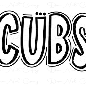 CUBS - Doodle Letters Transparent Background - Sublimation PNG and SVG - Digital Artwork