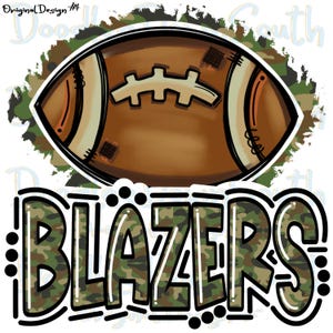 BLAZERS - Fútbol camuflaje - Espíritu escolar - Sublimación PNG - Arte digital