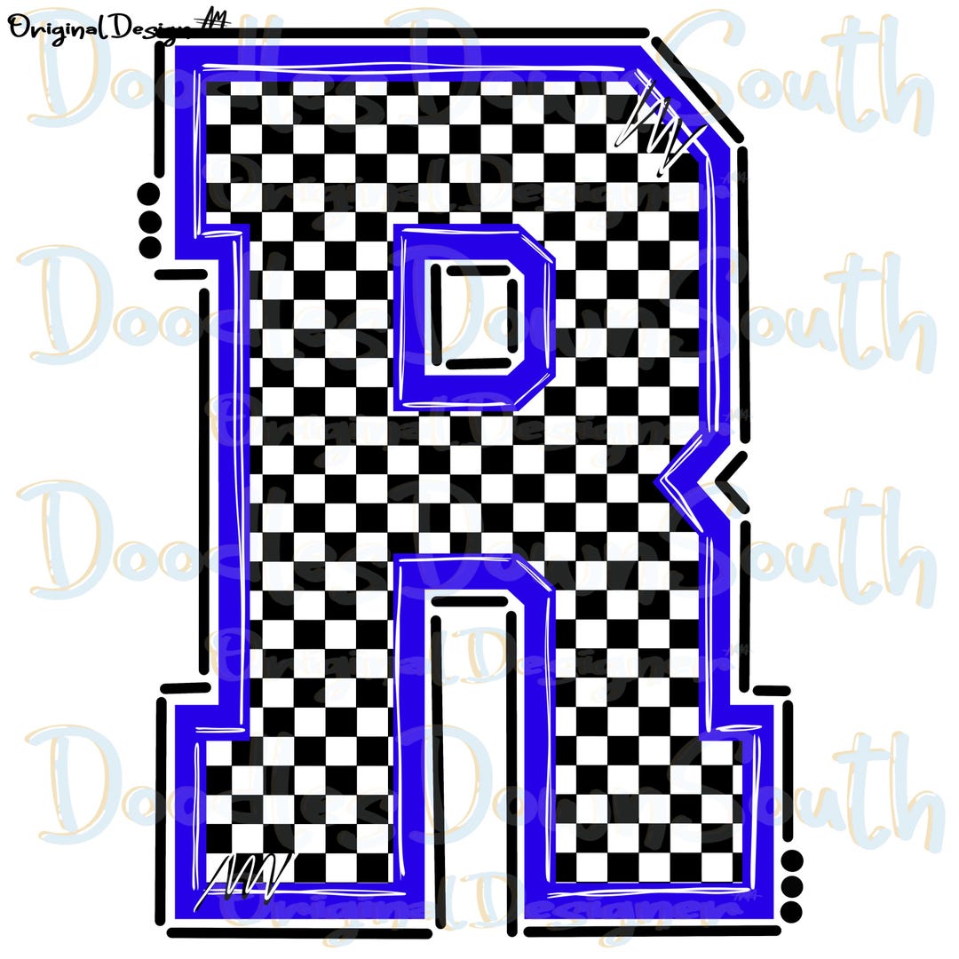 R - Varsity Letter - Checker - DTF Sublimation PNG - Digital Artwork ...