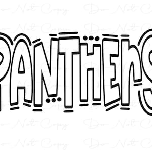PANTHERS - Doodle Word Transparent Background - Sublimation PNG and SVG - Digital Artwork