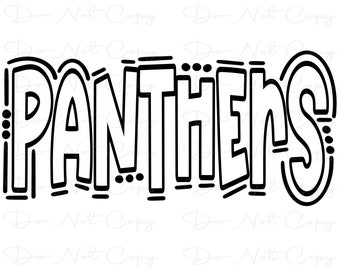 PANTHERS - Doodle Word Transparent Background - Sublimation PNG and SVG - Digital Artwork