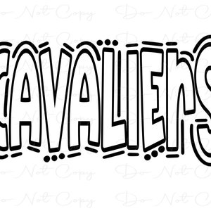 CAVALIERS - Doodle Letters Transparent Background - Sublimation PNG and SVG - Digital Artwork
