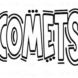 COMETS - Doodle Letters Transparent Background - Sublimation PNG and SVG - Digital Artwork