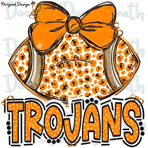 TROJANS Fußball und Schleife - Doodle Letters - Schulgeist - Sublimation PNG - Digital Art