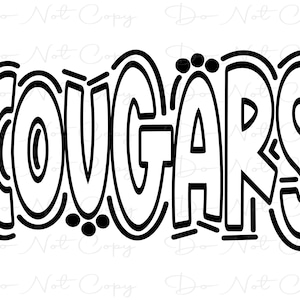 COUGARS - Doodle Letters - Sublimation PNG and SVG - Digital Artwork - Clip Art