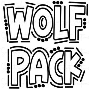 WOLFPACK -  Doodle Word Outline - Sublimation PNG and SVG - Digital Artwork - Clip Art