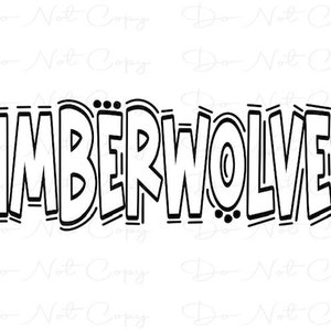 TIMBERWOLVES - Doodle Letters Transparent Background - Sublimation PNG and SVG - Digital Artwork