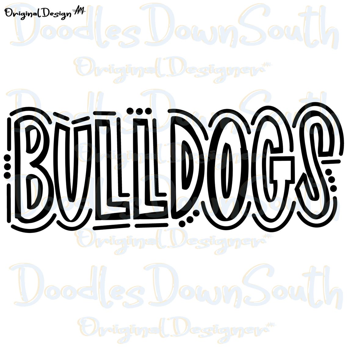 BULLDOGS - Hand Drawn Doodle Word - Sublimation PNG and SVG - Digital ...