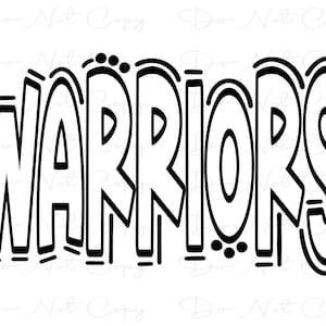 WARRIORS - Doodle Letters Transparent Background - Sublimation PNG and SVG - Digital Artwork