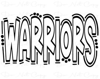 WARRIORS - Doodle Letters Transparent Background - Sublimation PNG and SVG - Digital Artwork