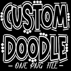 Custom Doodle Word - White OUTLINE - DTF Sublimation PNG - Digital Artwork - Clip Art