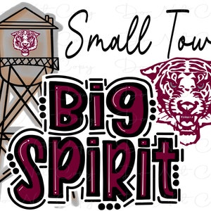 Small Town Big Spirit - Maroon Panthers - Doodle Letters TieDye - Sublimation PNG - Digital Artwork - Clip Art