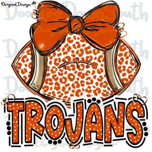 TROJANS Fußball und Schleife - Doodle Letters - Schulgeist - Sublimation PNG - Digital Art