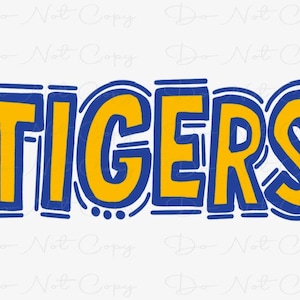 TIGRES - Doodle letras fondo transparente - sublimación PNG - arte digital