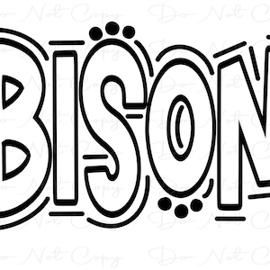 BISON - Doodle Letters Transparent Background - Sublimation PNG and SVG - Digital Artwork