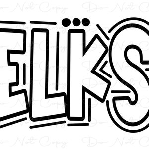 ELKS - Doodle Letters Transparent Background - Sublimation PNG and SVG - Digital Artwork