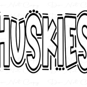 HUSKIES - Doodle Letters Transparent Background - Sublimation PNG and SVG - Digital Artwork