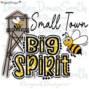 Small Town Big Spirit - Bumblebee - Doodle Letters TieDye - Sublimation PNG - Digital Artwork - Clip Art