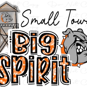 Petite ville Big Spirit - bouledogues orange - Doodle lettres tie-dye - sublimation PNG - oeuvre d&#39;art numérique - clipart