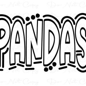 PANDAS- Doodle Word - Sublimation PNG and SVG - Digital Artwork - Clip Art