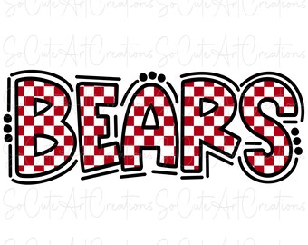 BEARS - Doodle Letters - Checker - Sublimation PNG - Digital Artwork